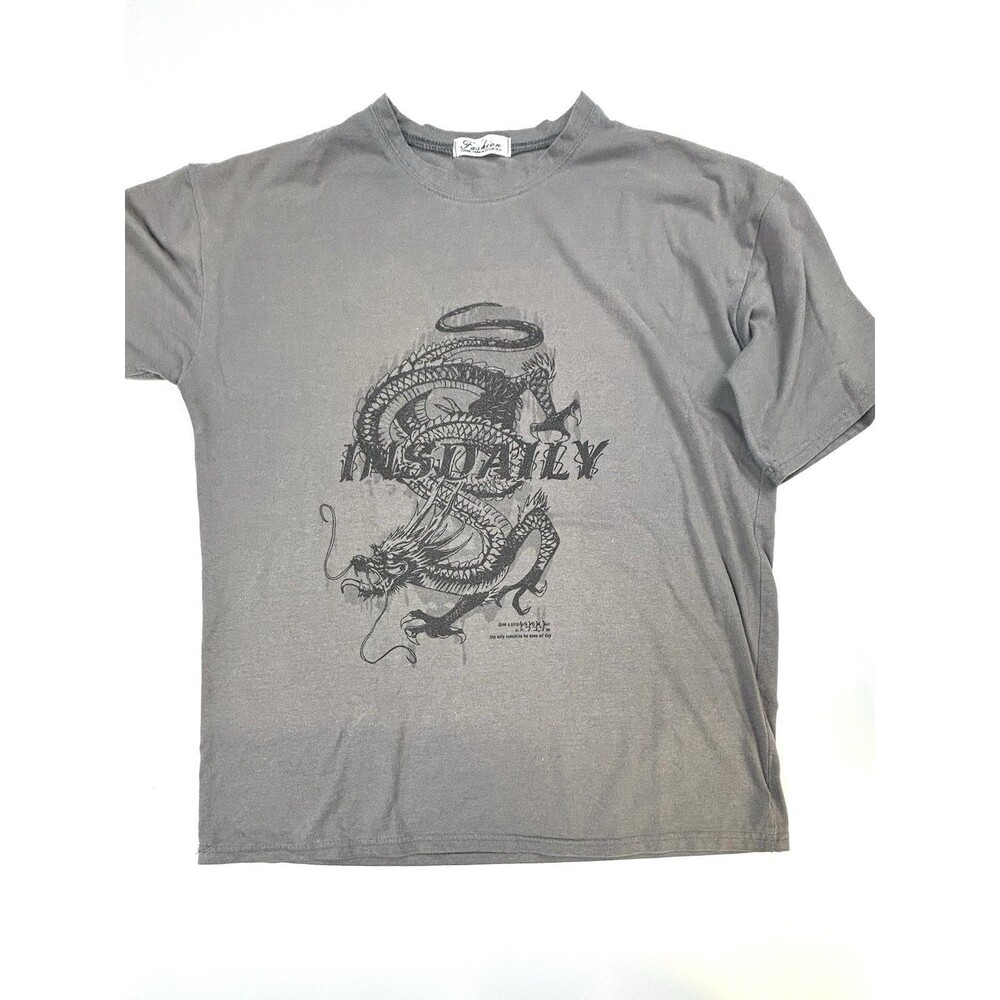 Gray Chinese dragon graphic T-shirt See Measurements